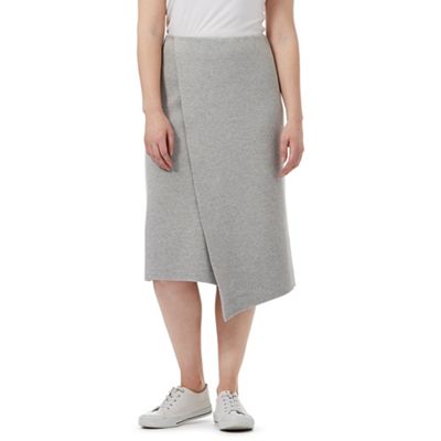 J by Jasper Conran Grey knitted layered midi skirt